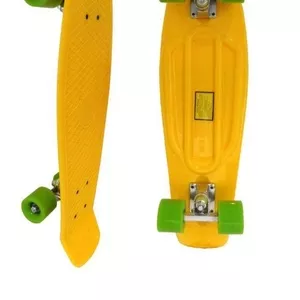 Скейт Longboard Penny желтый 28 с зелеными колесами