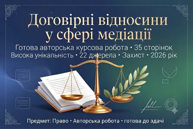 Продам готову курсову на тему: Договірні відносини у сфері